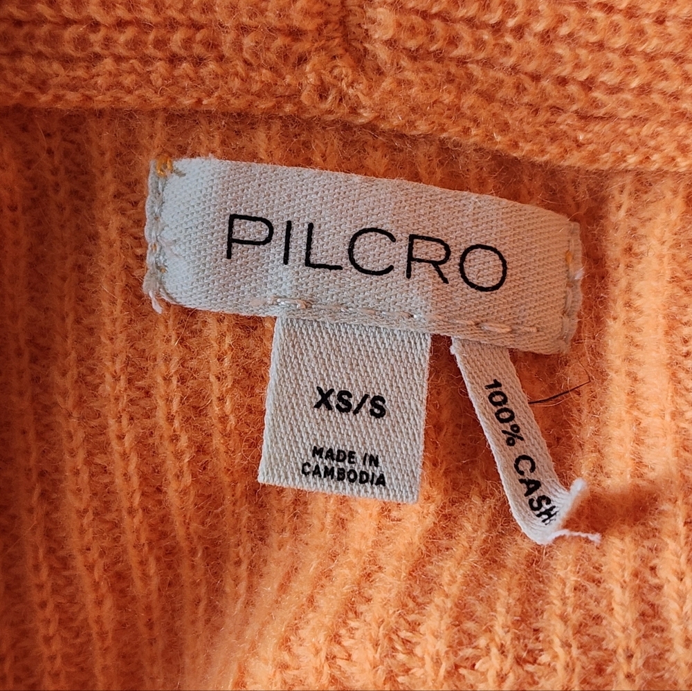 Pilcro Cashmere Rare Orange Open-Front Heart Cardigan - Picture 4 of 5